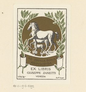 Ex libris van Giuseppe Zanetti Ad omnia bona adipiscenda - Anonymous