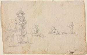 Cinq Études de Figures (verso) - Anonymous
