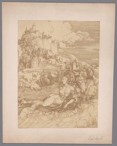 Reproduction photographique de la gravure Enlèvement par le monstre marin par Albrecht Dürer - Anonymous