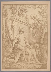 Reproduction photographique de la gravure Aristote et Phyllis par Hans Baldung Grien - Anonymous