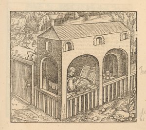 Francesco Petrarca écrivant dans sa maison - Anonymous