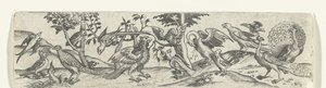 Frise avec des oiseaux, y compris un paon et un pélican - Anonymous