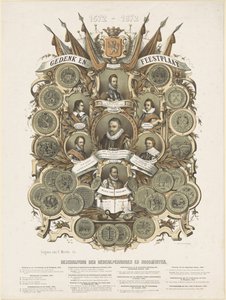 Plaque commémorative et festive avec portraits de Guillaume Ier, prince d