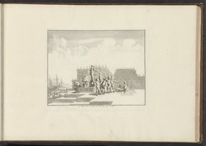 Vue sur un palais et des statues au bord de l