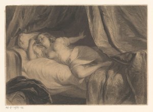 Jeune femme à moitié nue endormie - Anonymous
