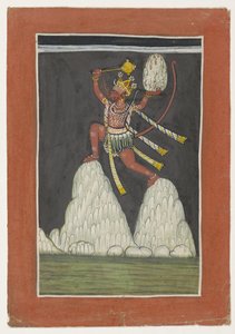 Hanuman sautant sur des sommets de montagnes - Anonymous
