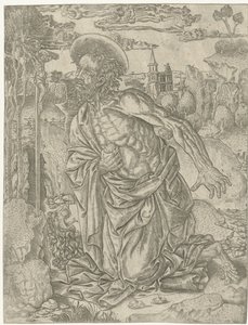 Saint Jérôme faisant pénitence dans le désert - Anonymous
