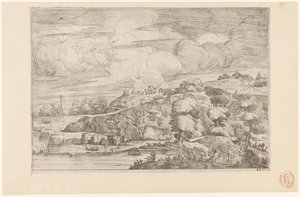 Paysage vallonné au bord de la rivière - Anonymous