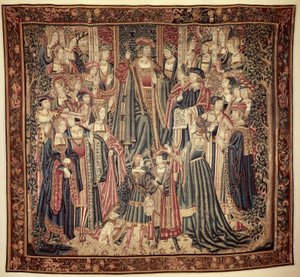 Scène de cour avec un prince sur le trône, entouré de courtisans - Anonymous