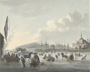 Plaisirs sur glace devant Rotterdam, vers 1784 - Anonymous