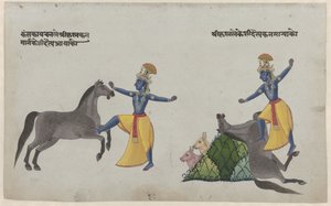Krishna combattant le démon-cheval Keshi