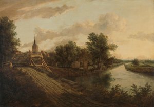 Paysage avec pont roulant