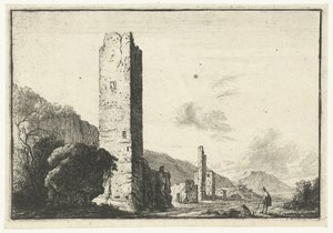 Paysage avec tour carrée - Anonymous