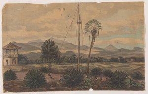 Paysage avec mât de drapeau - Anonymous