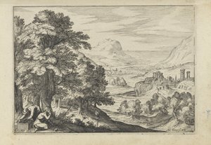 Paysage avec des chasseurs d