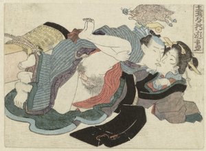 Couple amoureux et sanglier (Jûnishi giyû zukushi) - Anonymous