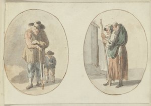 Homme avec enfant et femme avec enfant sur le dos - Anonymous