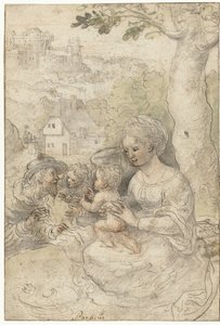 Marie avec enfant, Joseph écoute un ange - Anonymous