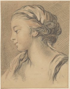 Tête de fille, de profil vers la gauche