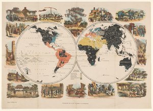 Carte missionnaire et scènes religieuses