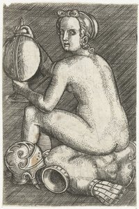 Femme nue assise sur une armure - Anonymous