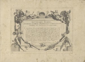 Cartouche ornemental avec dédicace au peintre Francesco Crescenzi