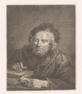 Vieil homme avec des livres et des lunettes - Anonymous