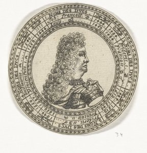 Médaille avec le portrait de Ferdinand Charles III et les noms des ducs de Mantoue