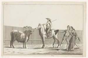 Picador pointant sa lance sur un taureau Coleccion de las principales suertes de una corrida de toros (titre de la série sur l