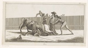 Picador tombé de son cheval (Collection des principales manœuvres d