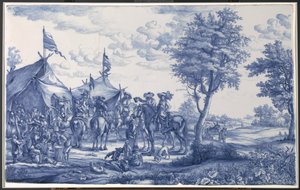 Plaque avec un camp militaire - Anonymous