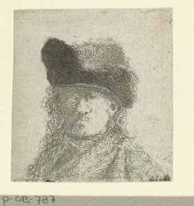 Portrait de Rembrandt avec un bonnet de fourrure