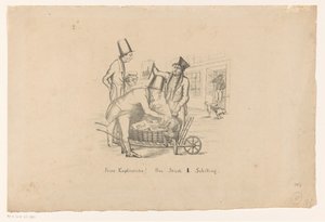 Vendeur de gravures vendant des estampes depuis une brouette - Anonymous