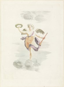 Putto avec couronne de laurier et trompette - Anonymous
