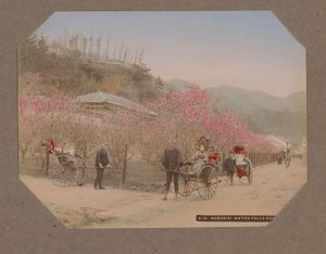 Rickshaws sur la route des chutes de Nunobiki à Kobe, Japon - Anonymous