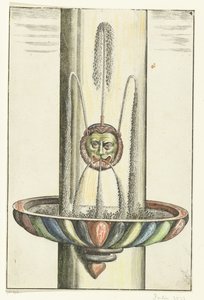 Bassin rond avec tête de lion (Architectura Curiosa Nova) - Anonymous