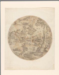 Paysage imaginaire rond - Anonymous