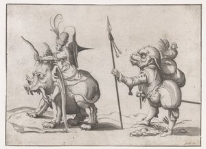 Cavalier sur un monstre ressemblant à un éléphant - Anonymous