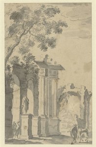 Ruines et une statue