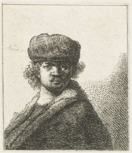 Autoportrait avec un bonnet de fourrure épais : buste - Anonymous