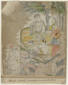 Shiva et Parvati sur une montagne