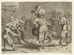 Caricature de Cromwell en homme à queue horrible, 1652 - Anonymous