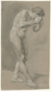 Nu masculin debout, penché en avant vers la droite - Anonymous
