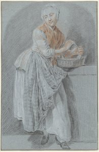 Femme debout avec un panier - Anonymous