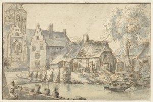 Vue de la ville avec une grande église