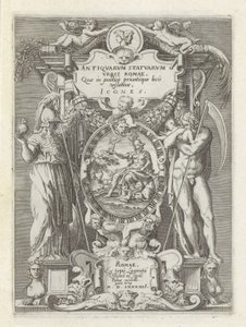 Page de titre avec Rome, Minerve et Saturne (Antieke sculpturen in Rome) - Anonymous