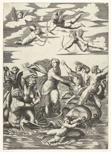 Triomphe de Galatée avec tritons et néréides et putti - Anonymous