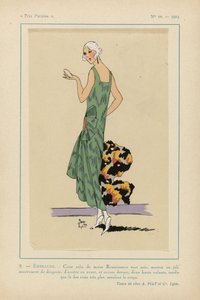 Très Parisien, 1923, No 10: EMERAUDE. - Cette robe de moire Renaissance