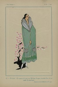 Très Parisien, 1923, No 8: 17.- NAÏADE. - Ce manteau de satin vert Nil... - Anonymous