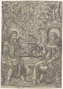 Deux saints près du Christ comme Fons Vitae - Anonymous